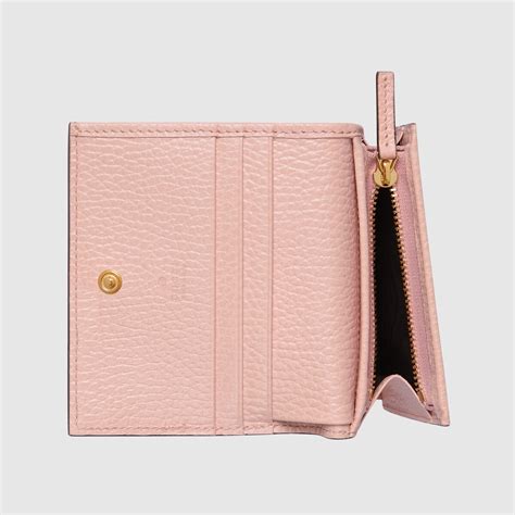 GG Marmont card case wallet in pastel pink leather 